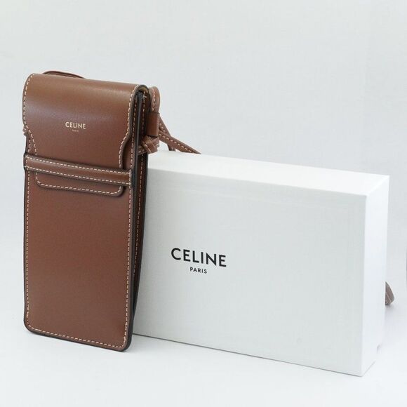 NEW CELINE TRIOMPHE BROWN POUCH CROSSBODY - Picture 1 of 12